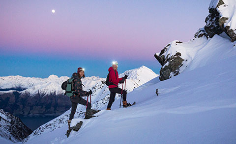 women snowshoeing in New Zealand